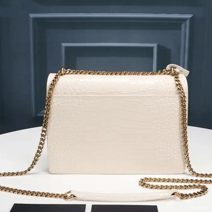 CHEAP Crocodile White Chain Medium Sunset Gold In Saint Laurent Embossed Bag Leather 0323